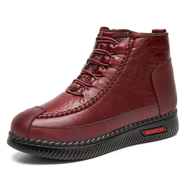 Mocasines de piel de piel para mujer, mocasines para mujer mayor, suaves y cálidos.