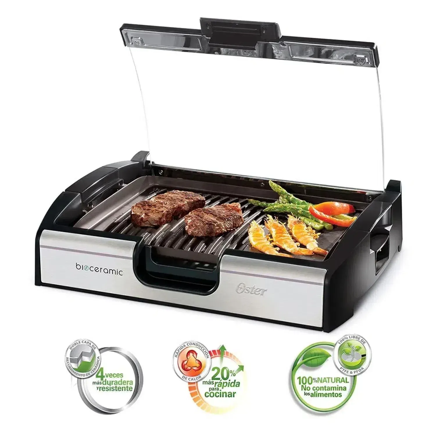 Parrilla y Plancha Oster CKSTGR3006 Revestimiento Bioceramic