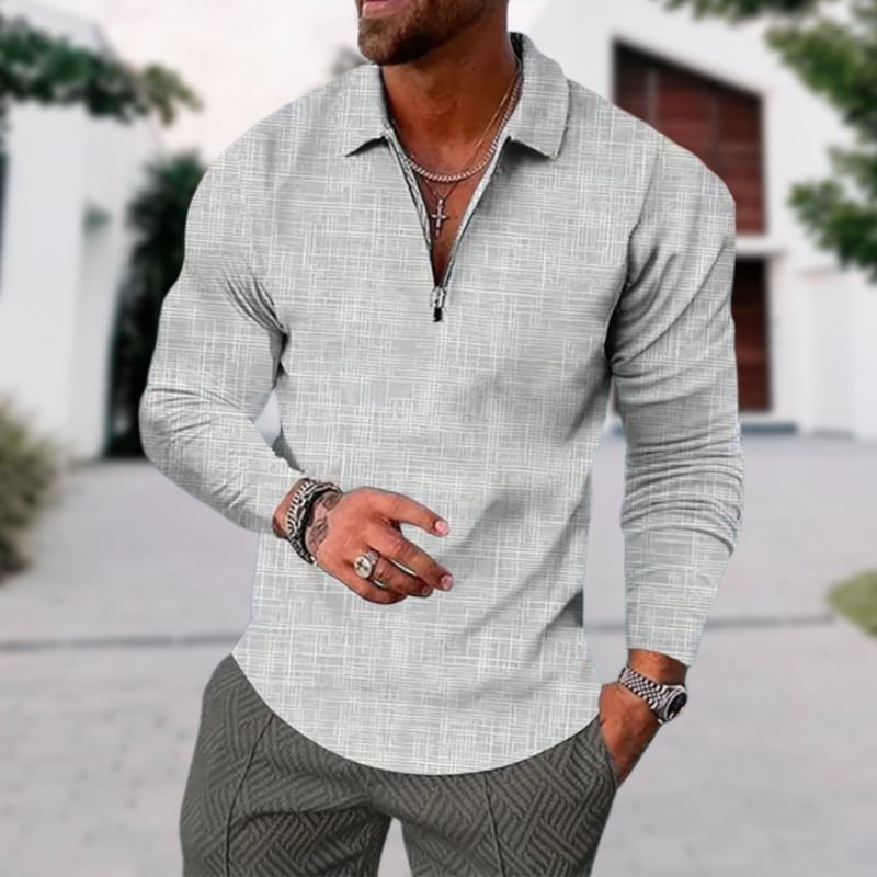 Camiseta casual deportiva de manga larga con cuello de cremallera para hombre 🔥Compre 2 envío gratis🔥