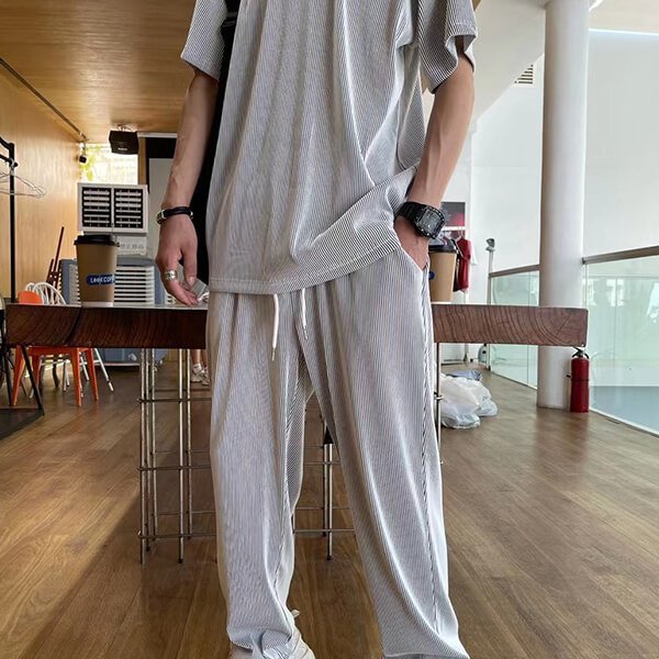 Venta caliente de verano Traje casual de seda de hielo para hombre