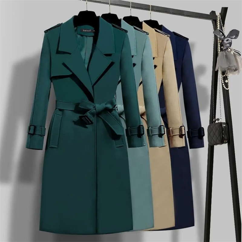 Spring Autumn New Windbreaker Women Korean Waist Slim High-end Elegant Ladies Long Trench Coat For Women Clothes