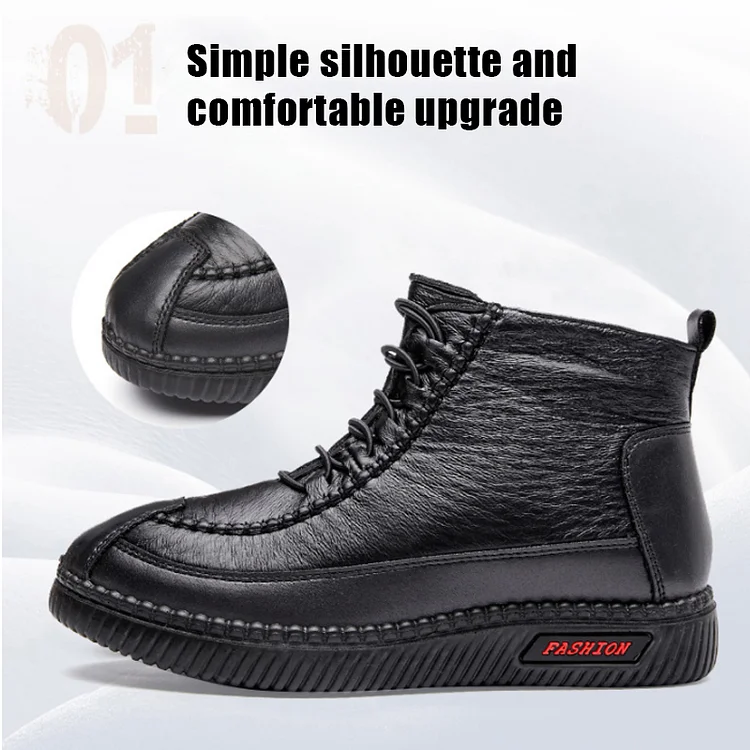 Mocasines de piel de piel para mujer, mocasines para mujer mayor, suaves y cálidos.