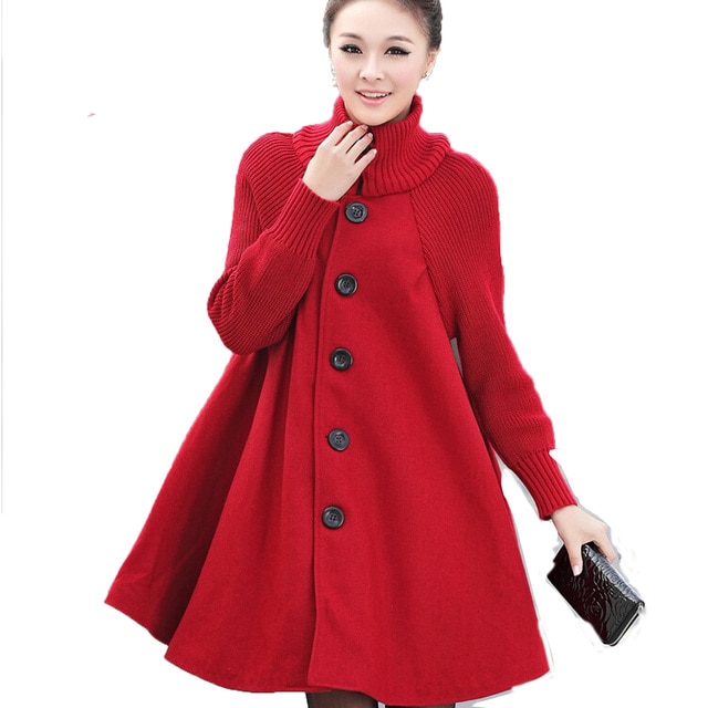 Korean Version Of Large Size Women Winter Coat  Long Loose Woolen Coat Cloak Wool Trench Coat