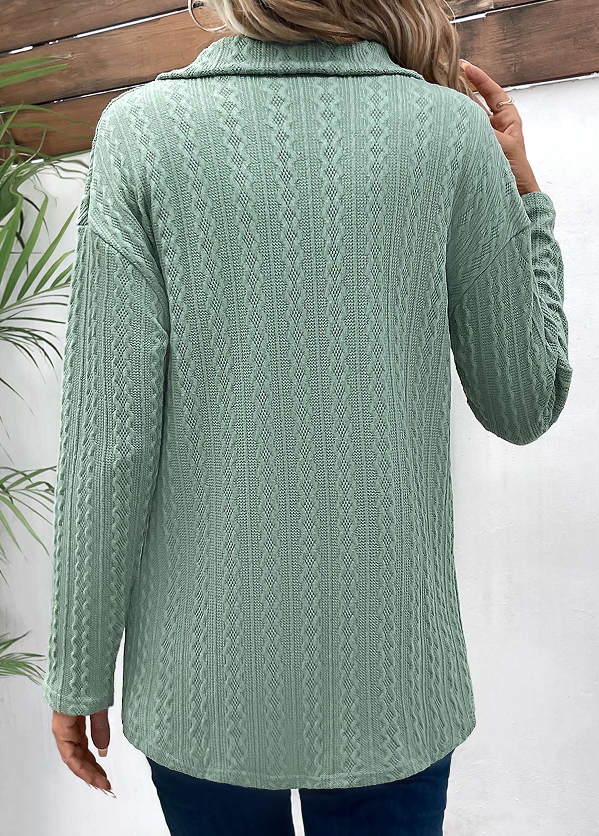 Sage Green Button Long Sleeve Coat