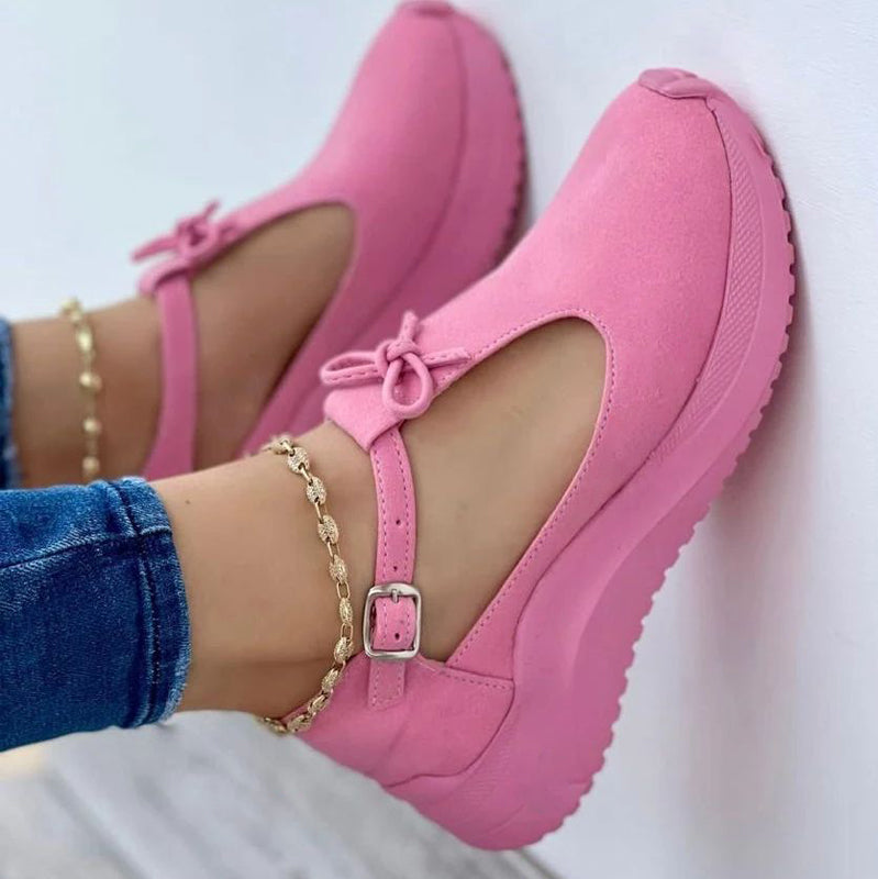 Zapatillas deportivas informales con plataforma y punta cerrada para mujer