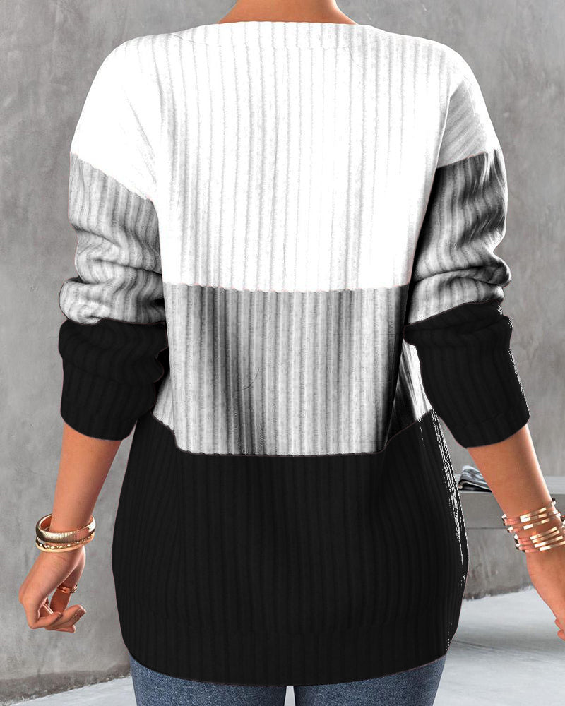 Blusa color block con cremallera