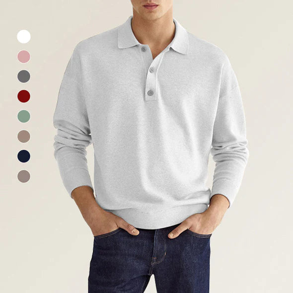 Polo de manga larga con solapa casual de moda