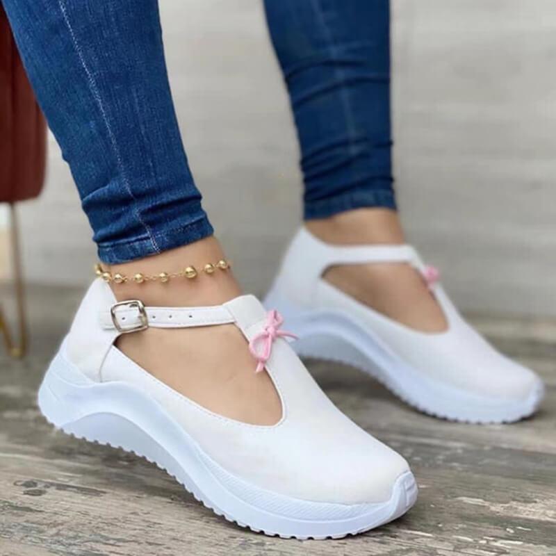 Zapatillas deportivas informales con plataforma y punta cerrada para mujer