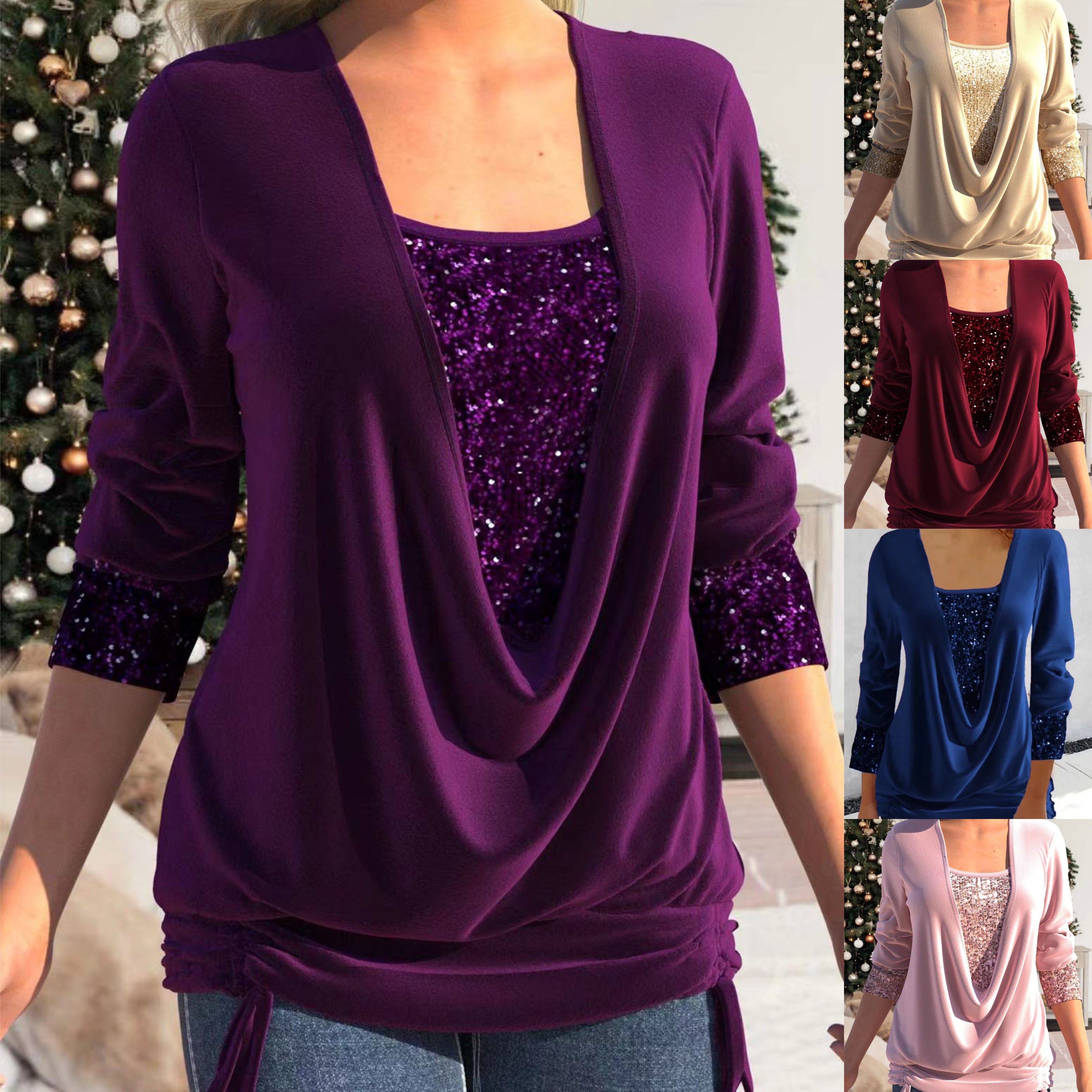 Top de manga larga con lentejuelas