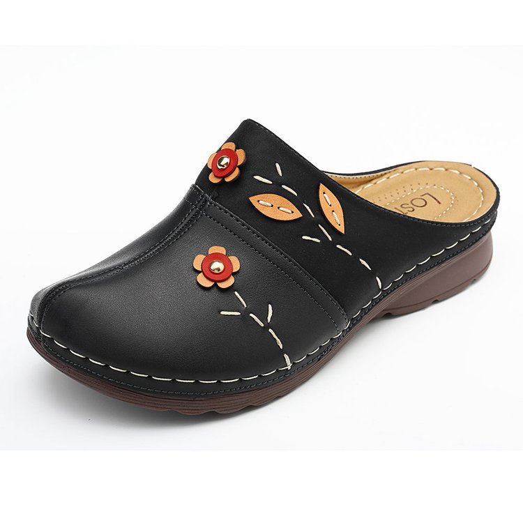 2023 Sandalias de mujer Soft Bottom Retro Baotou Slippers Plus Size