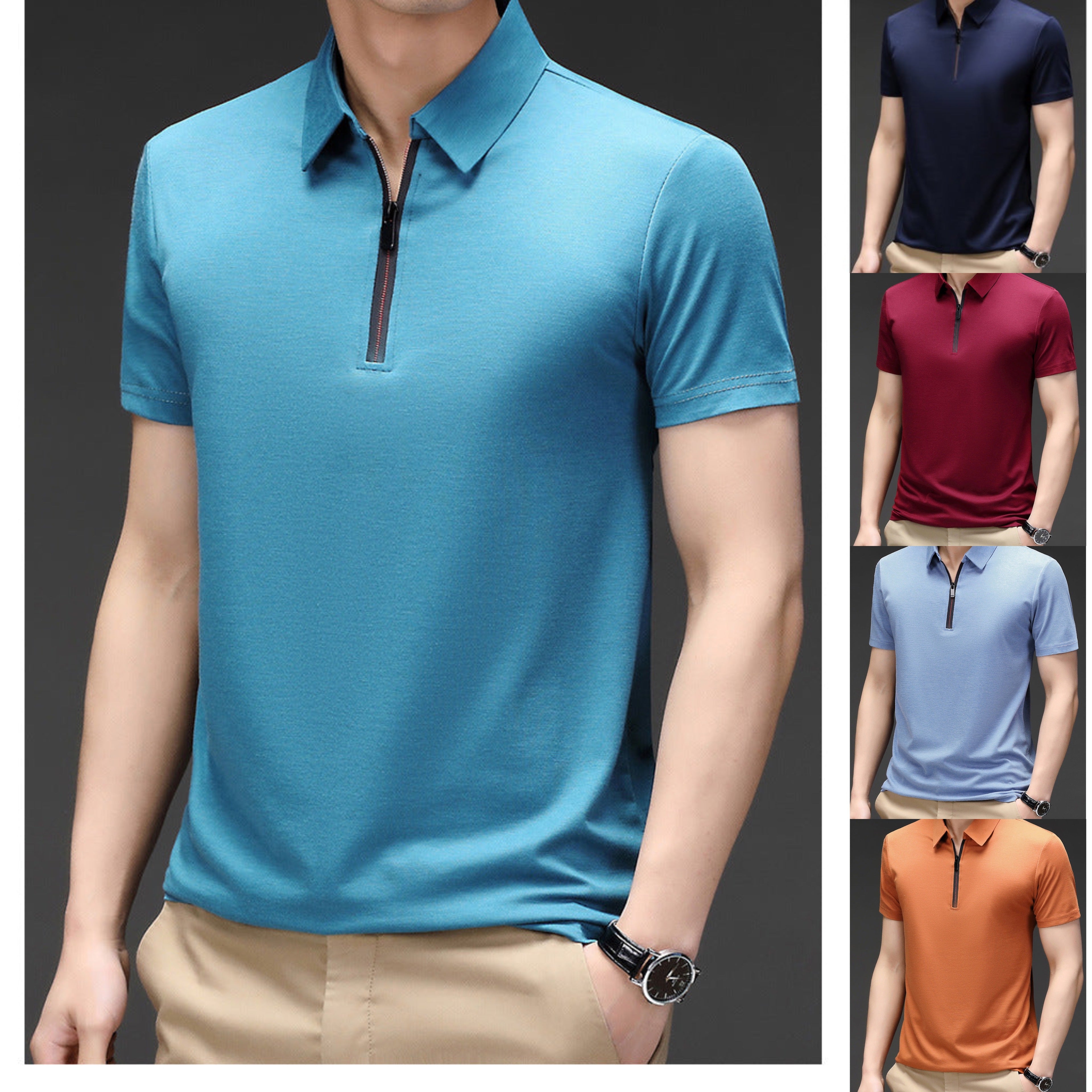 Camisa POLO de seda de moda para hombres