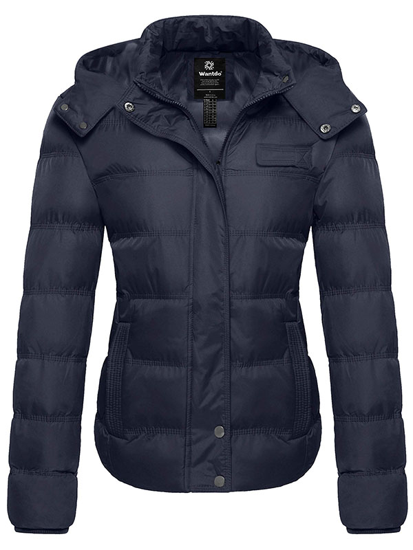 Women's thick winter jacket quilted warm down jacket with detachable hood