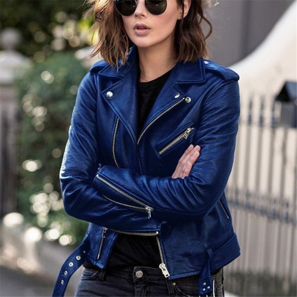 Women Classic Faux Leather Jacket Female Moto Biker Jackets Autumn Winter Thin Ladies Brand Slim Short Leather Outwear