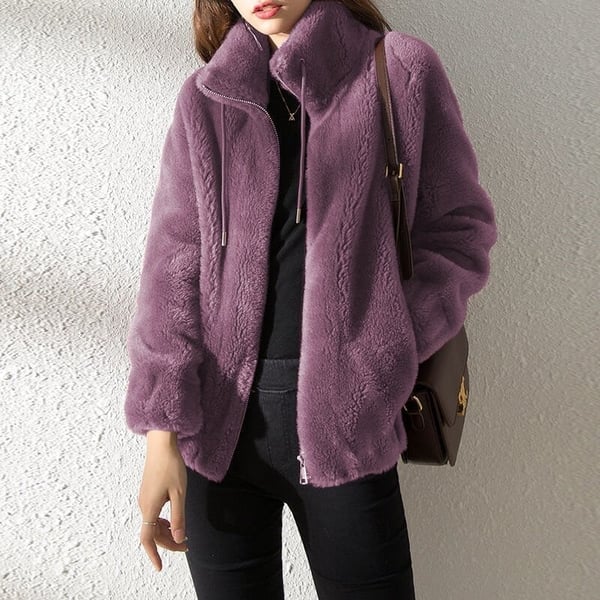 Rebajas de Año Nuevo del 50%-Abrigo acolchado Cuello alto Chaqueta polar doble cara