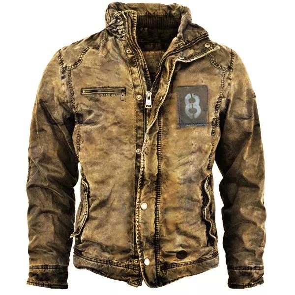Mens Retro Washed Military Windproof Tactical Jacket