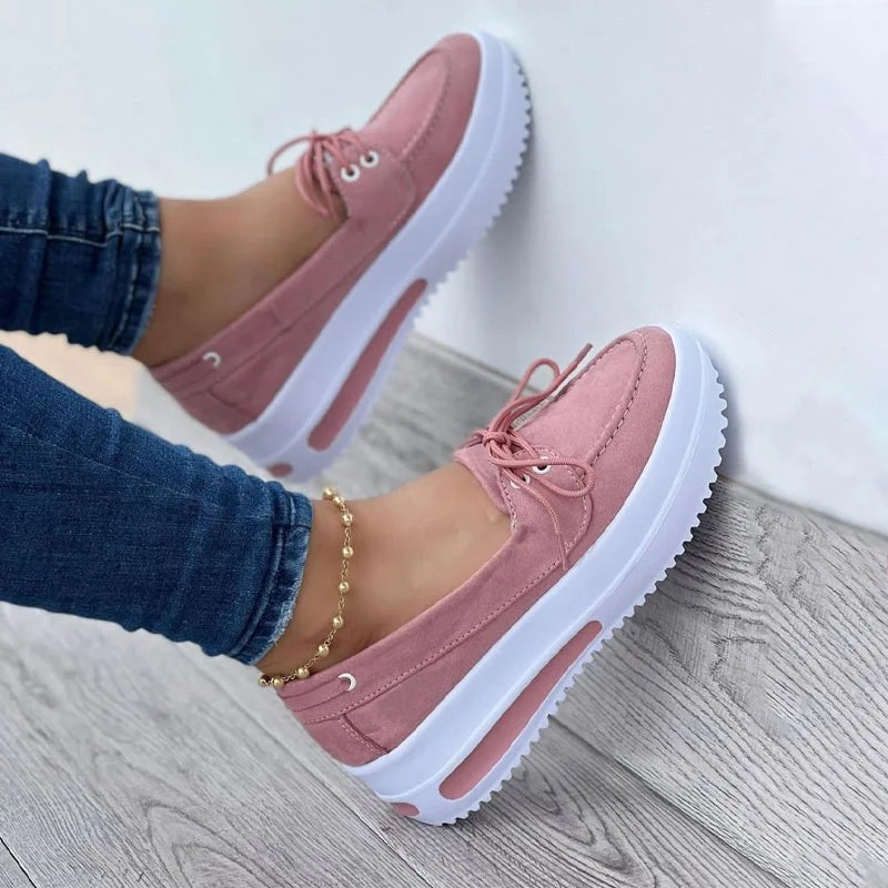 Zapatillas de tacón con plataforma y cordones para uso diario informal para mujer