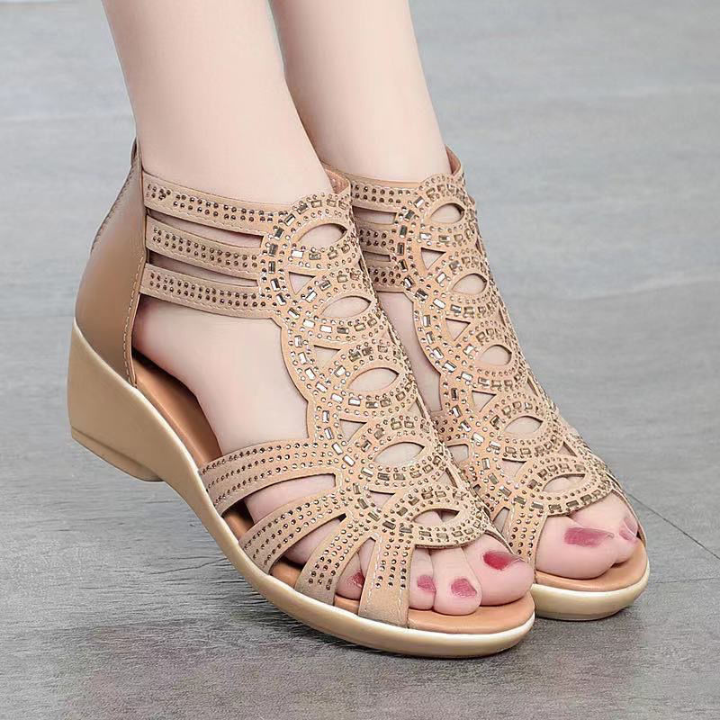 Zapatos de mujer Cyrstal de piel supersuave con cremallera para mujer