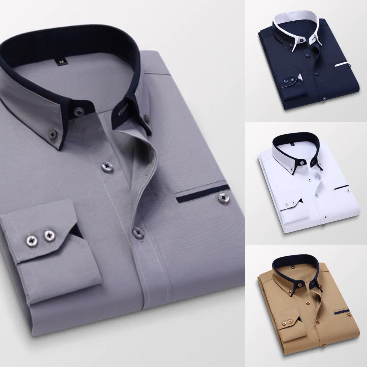 Camisas de manga larga de algodón de alta calidad para hombres