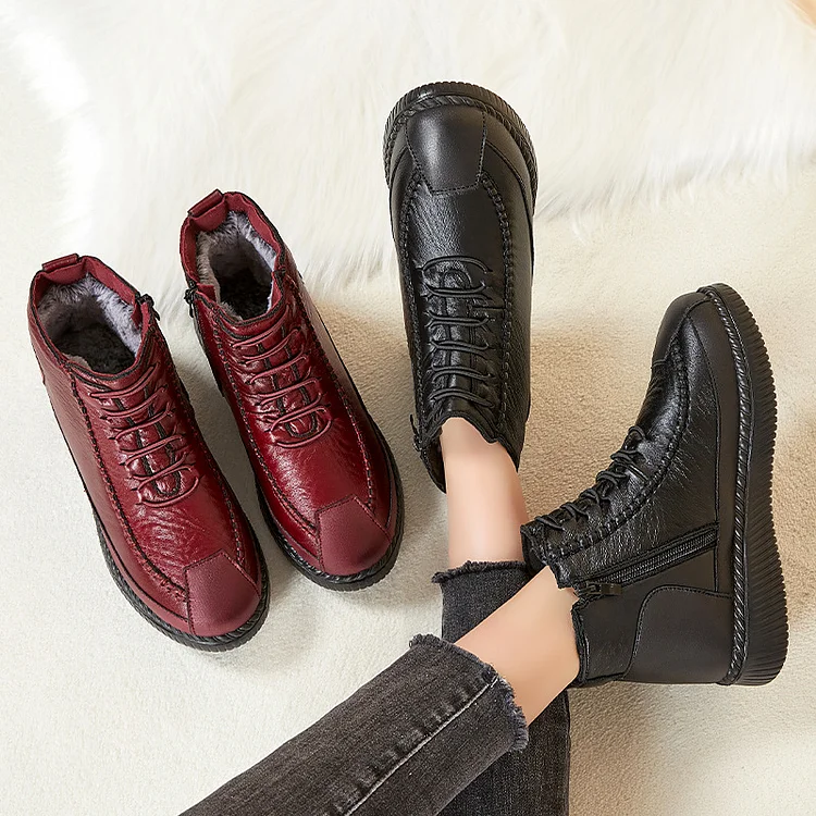 Mocasines de piel de piel para mujer, mocasines para mujer mayor, suaves y cálidos.