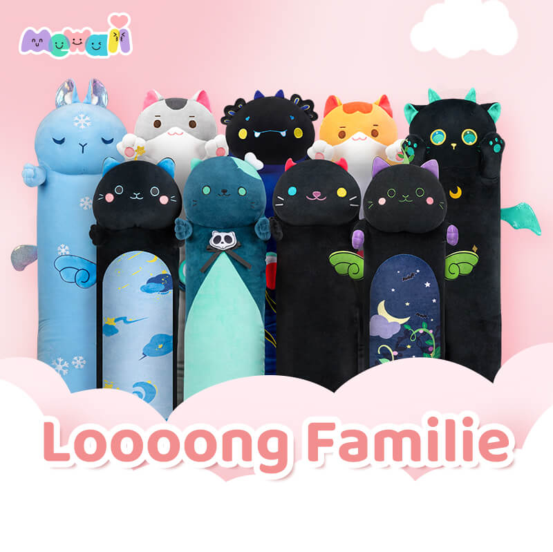 Loooong Family Long Cat Kitten Stuffed Animal Kawaii Plush Pillow Squishy Toy