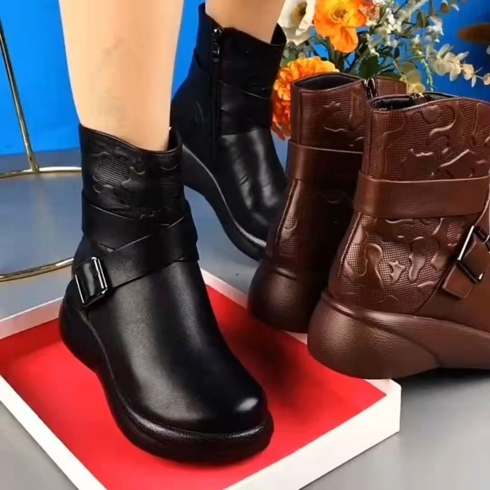 [100% cuero de vaca puro] Botas retro de mujer de gran tamaño
