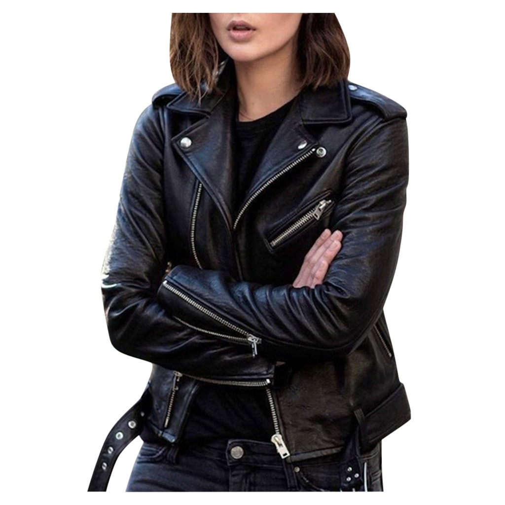 Women Classic Faux Leather Jacket Female Moto Biker Jackets Autumn Winter Thin Ladies Brand Slim Short Leather Outwear