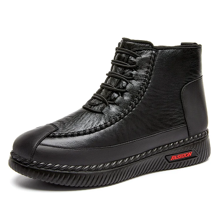 Mocasines de piel de piel para mujer, mocasines para mujer mayor, suaves y cálidos.