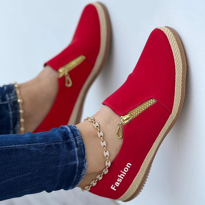 Zapatos planos casuales diarios Sofy con doble cremallera para mujer