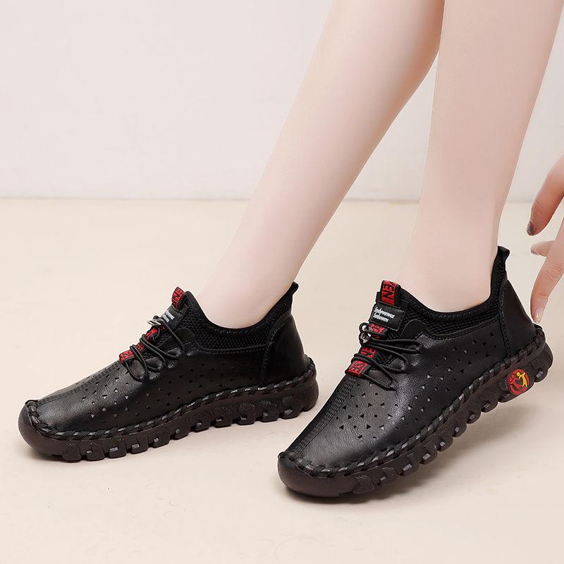Zapatos sin cordones con suela blanda de cuero con orificio hueco