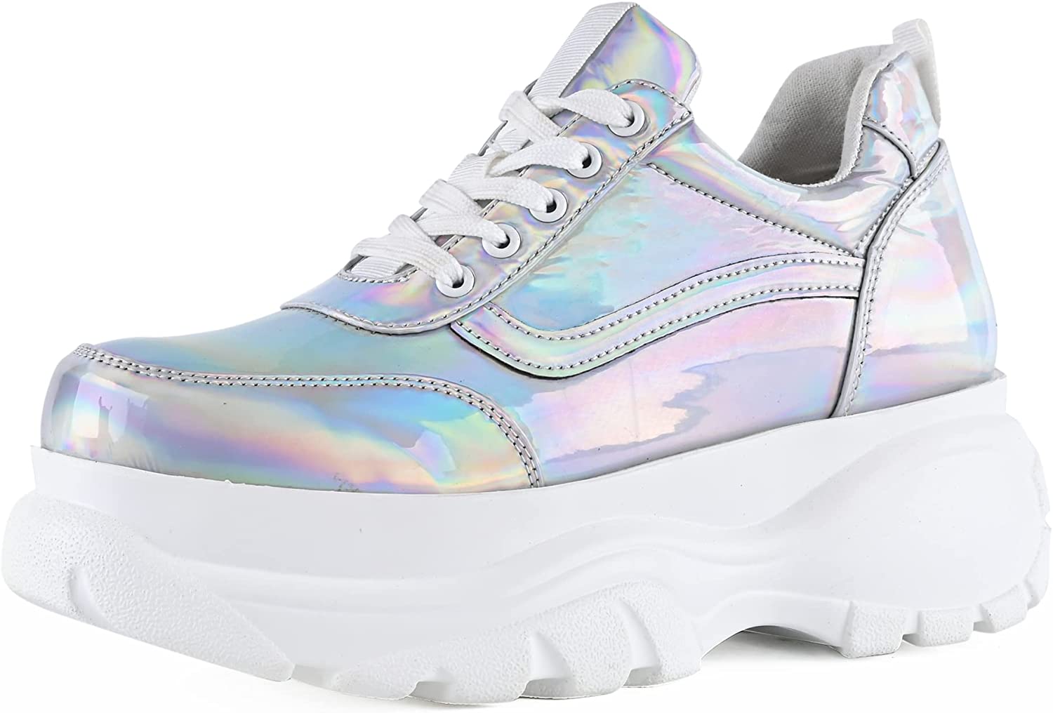 READYSALTED Platform Sneakers for Women Fashion Chunky Sneakers Casual Lace Up Walking Sneakers