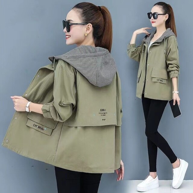 2023 New Spring Autumn Women Jacket Coat Korean Ladies Solid Lining Windbreaker Female Basic Coat Outwear S-6XL