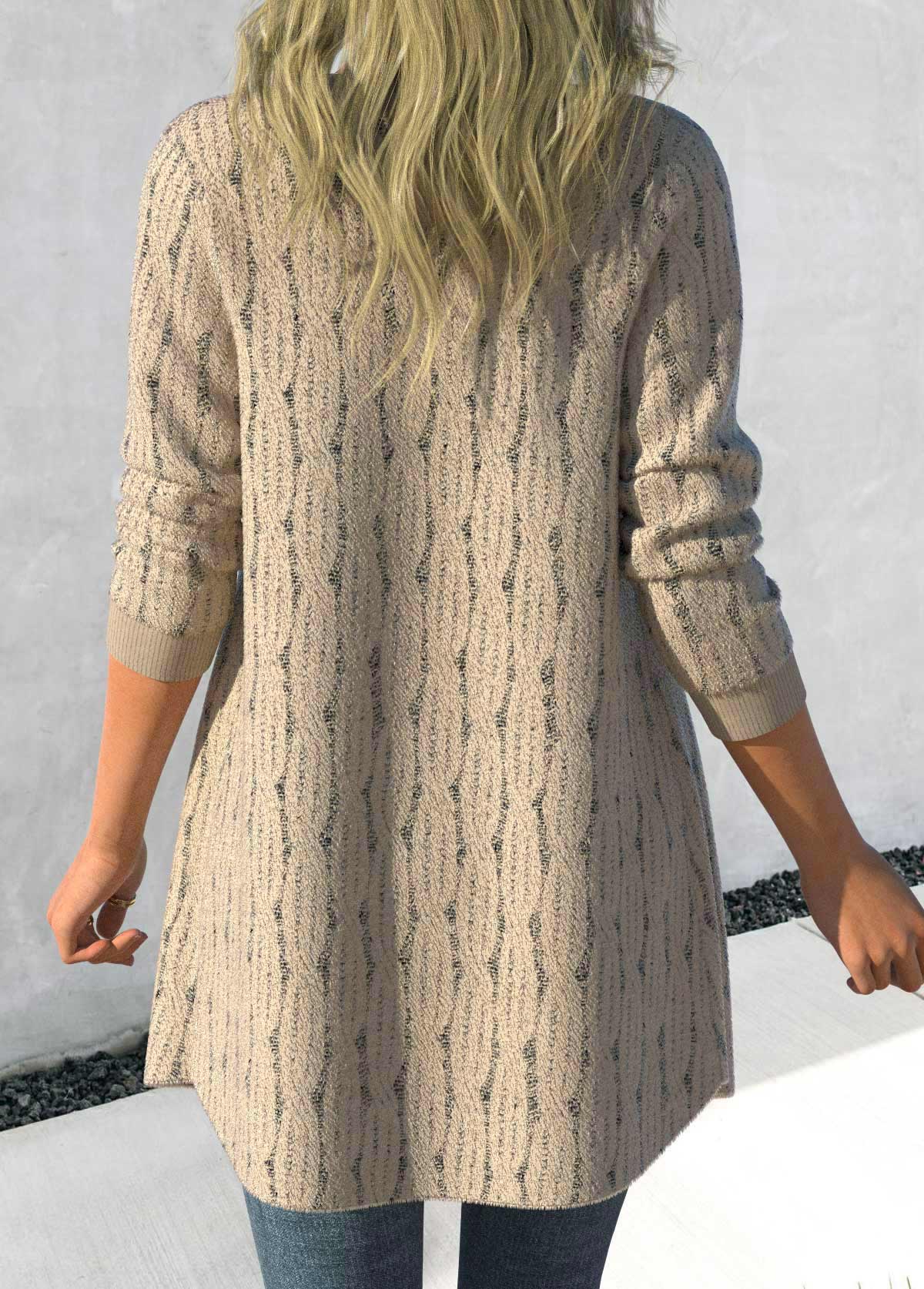 Light Camel Lace Long Sleeve Coat