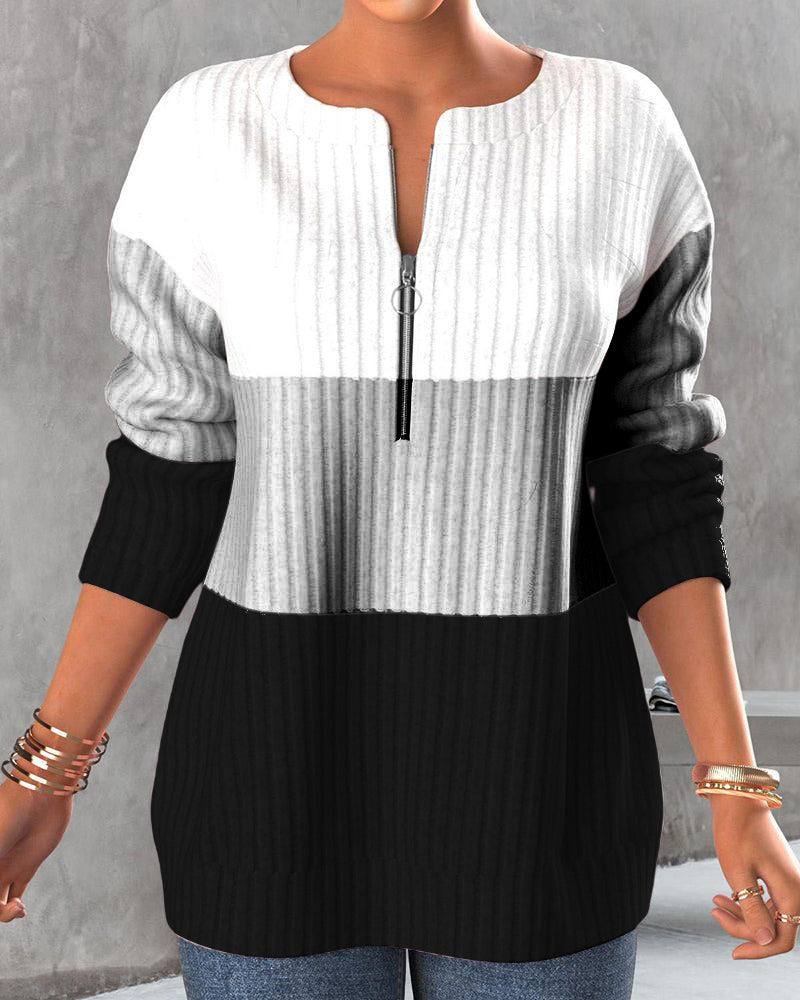 Blusa color block con cremallera