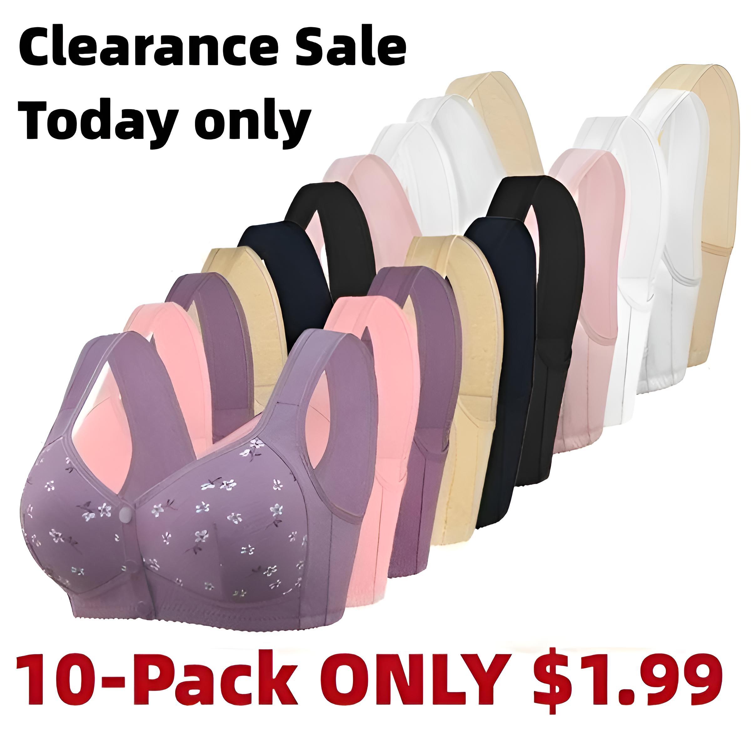 10-Pack Women's Bra - Comfortable & Convenient Front Button Bra