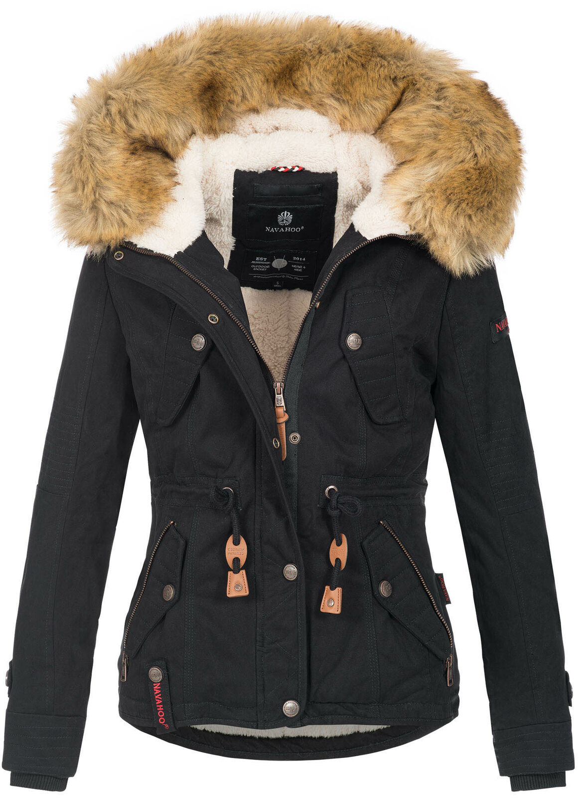 Ladies winter hooded faux fur coat