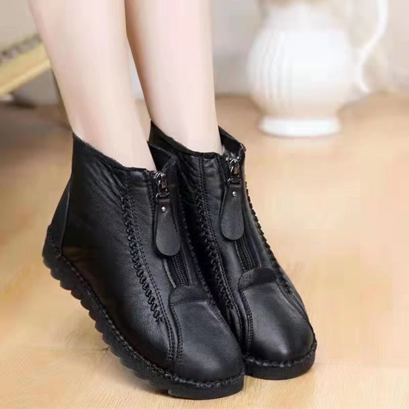 Botines de cuero antideslizantes para mujer