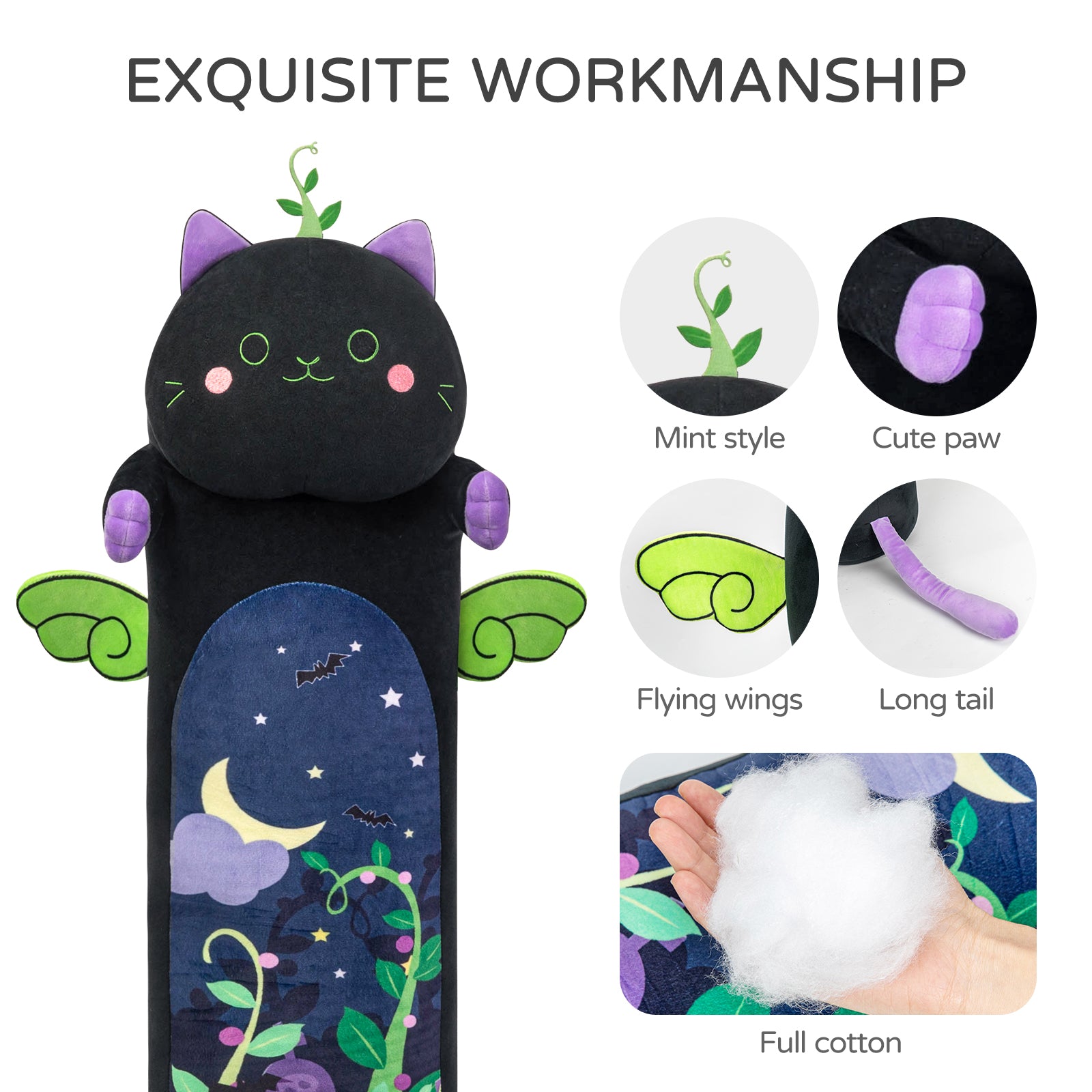 Original Design Devil Mint Cat Stuffed Animal Kawaii Plush Pillow Squishy Toy