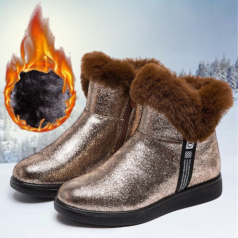 Botas de Invierno Brillantes con Pelo