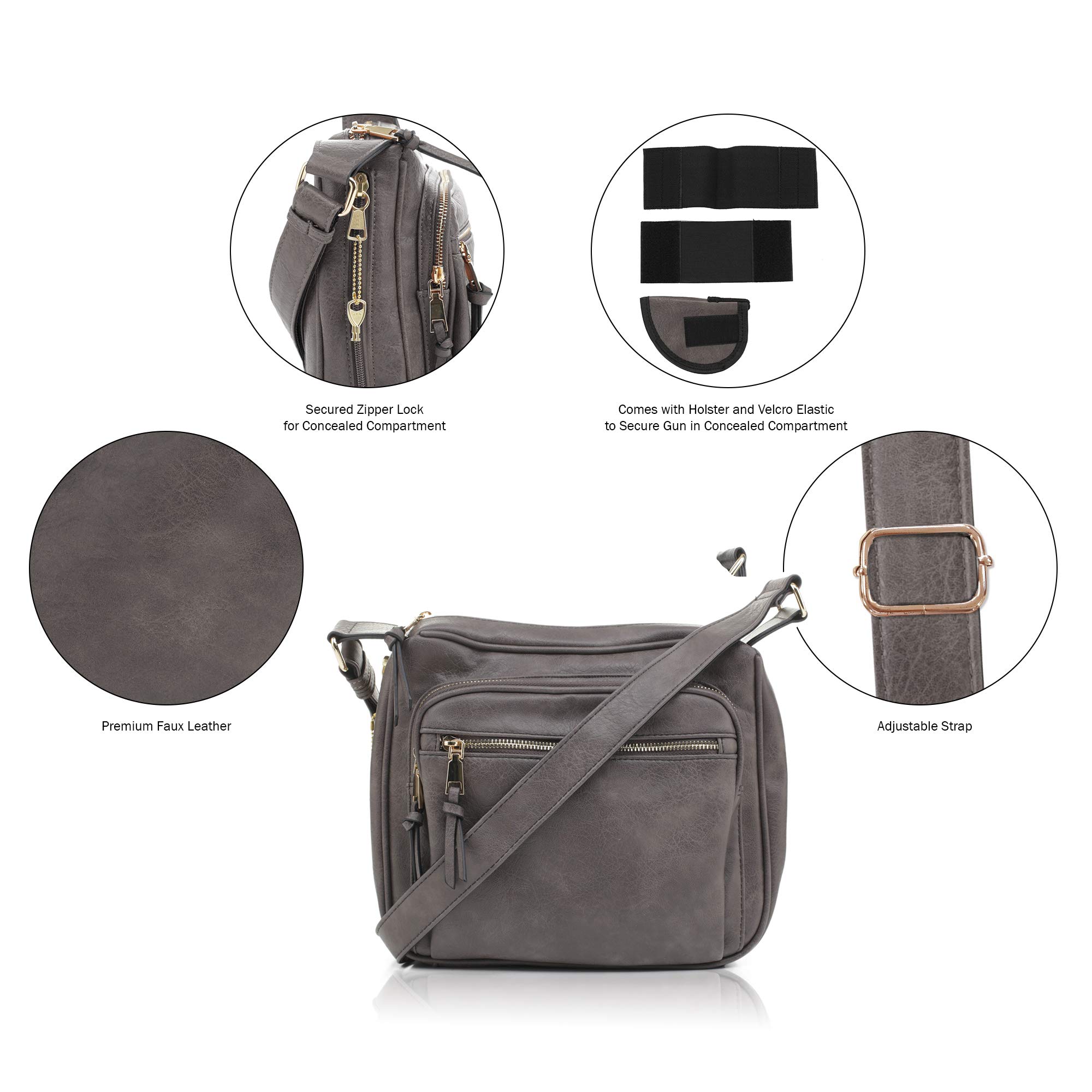 Concealed Crossbody RFID Blocking Lock Firearm Removable Holster-Grey