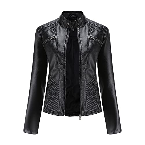 Chaqueta motera de cuero de moda casual