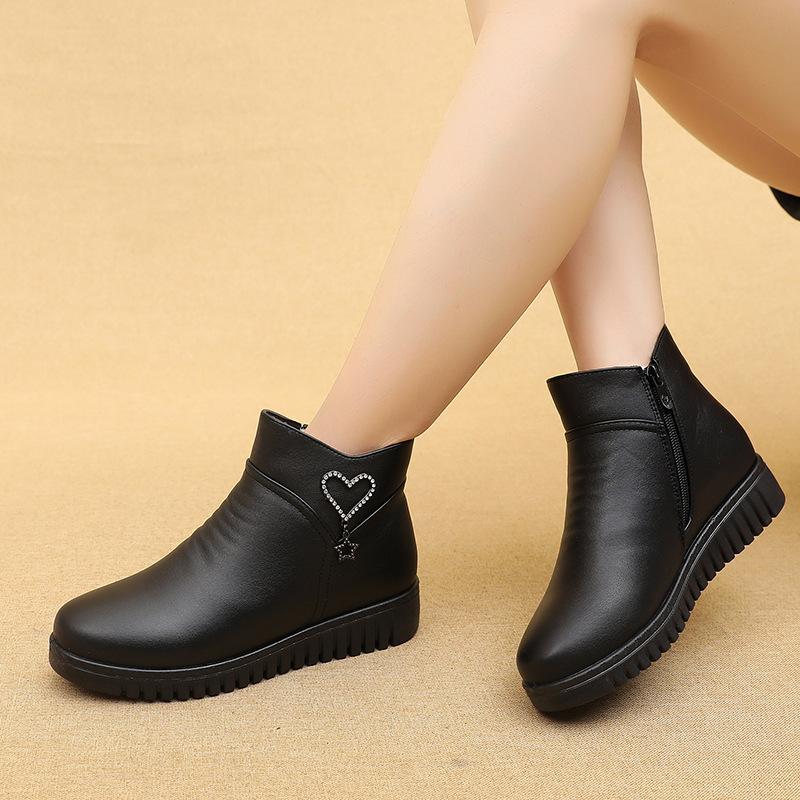 Botas de invierno de suela blanda de piel antideslizante zapatos MAMA
