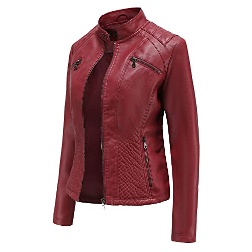 Chaqueta motera de cuero de moda casual