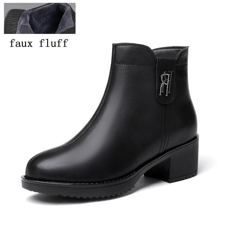 Botas de cuero con tacón bajo - Colección Otoño