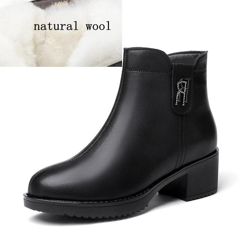 Botas de cuero con tacón bajo - Colección Otoño