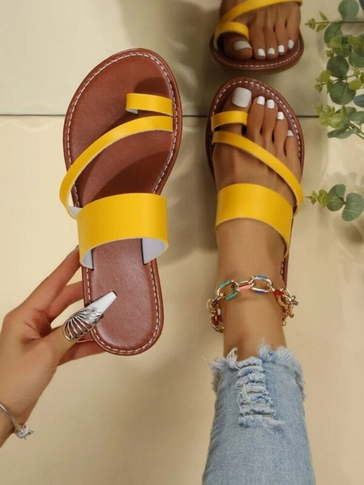 Sandalias planas color liso