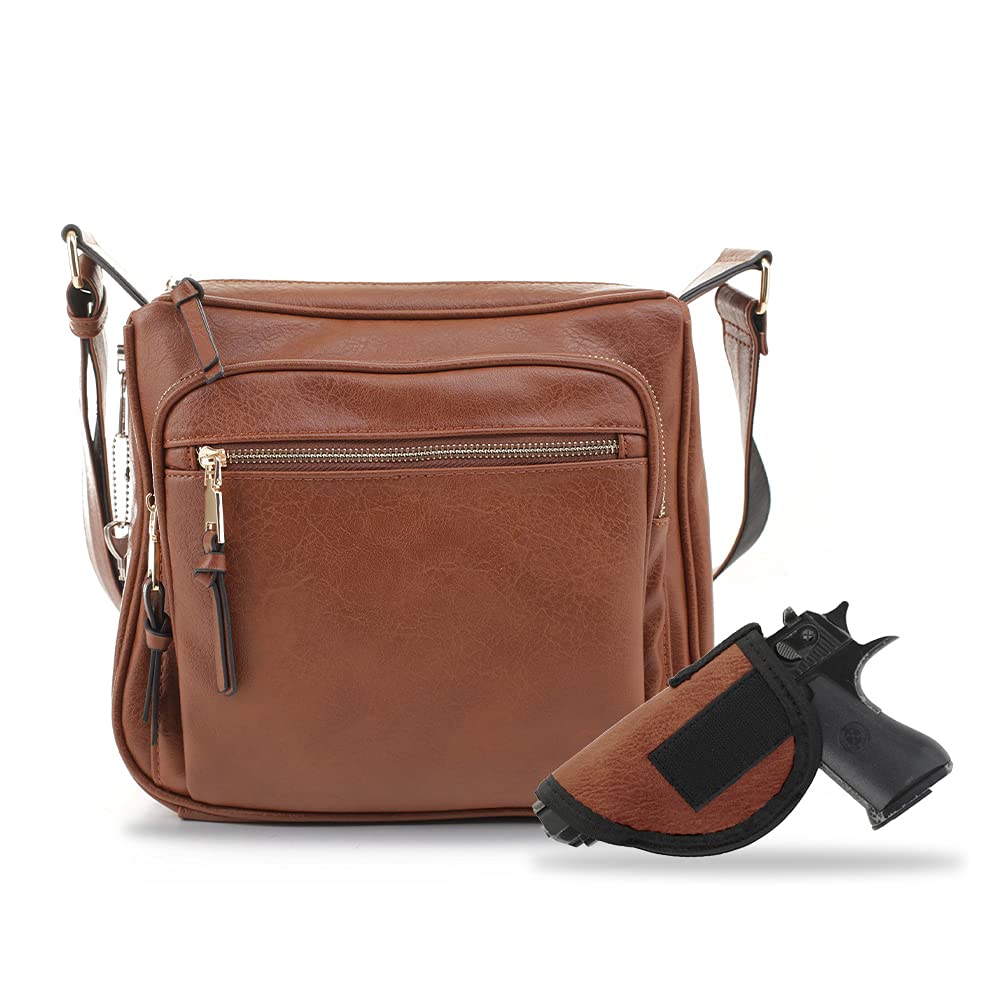 Concealed Crossbody RFID Blocking Lock Firearm Removable Holster-Tan