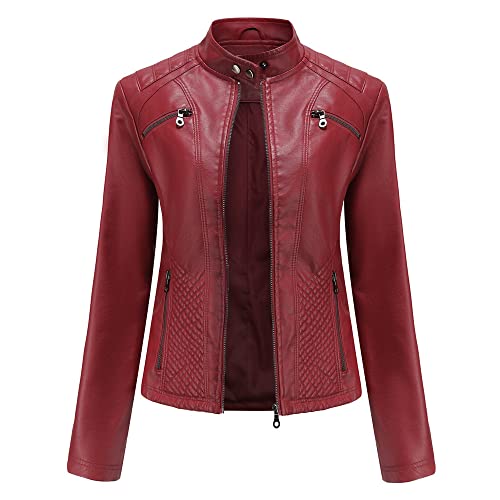 Chaqueta motera de cuero de moda casual
