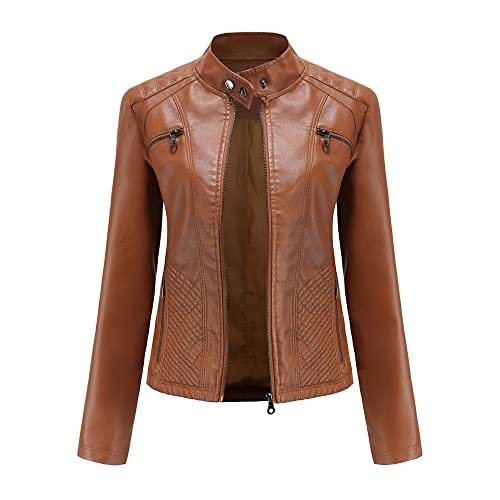 Chaqueta motera de cuero de moda casual