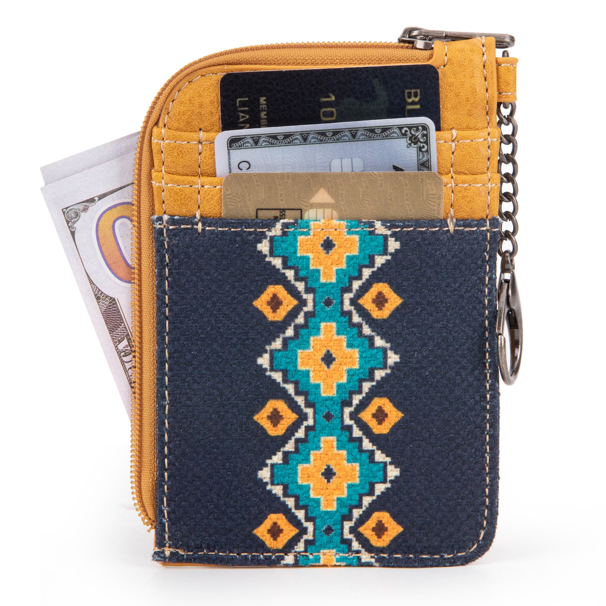 Allover Aztec Print Mini Zip Card Case