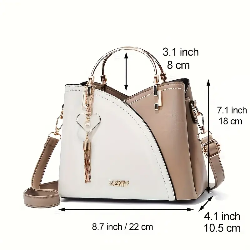 【🎉🎉Rebajas de fin de semana por tiempo limitado】Bolso De Mano De Bloque De Color, Bolso Cruzado Con Decoración De Borlas De Moda, Bolso De Anillo Superior Para Mujeres (9.1 * 7.5 * 4.5) Pulgadas